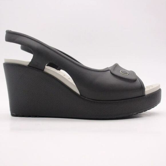 Crocs Havana Women's Size 10 Black Wedge Sandals Slingback Open Toe Comfort Shoe - Picture 1 of 9